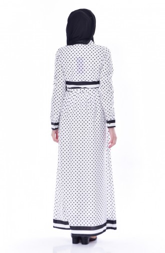 Polka Dot Belted Dress 81567-06 White 81567-06