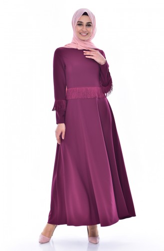 Hijab Kleid mit Fransen 1087-04 Zwetschge 1087-04