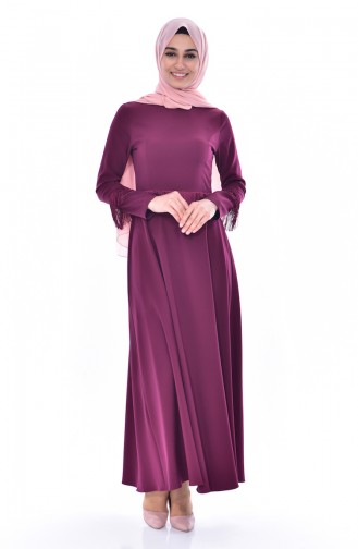 Hijab Kleid mit Fransen 1087-04 Zwetschge 1087-04