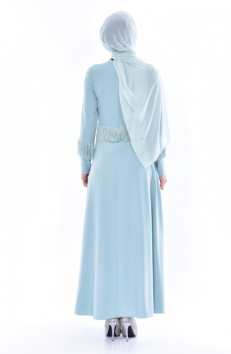 Hijab Kleid mit Fransen 1087-01 Unreife Mandelgrün 1087-01