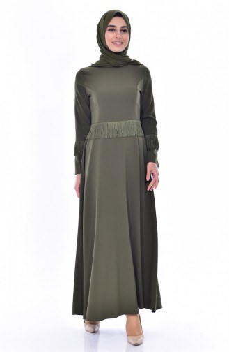 Hijab Kleid mit Fransen 1087-05 Khaki 1087-05