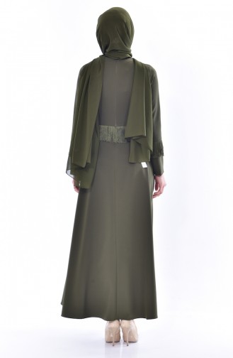 Hijab Kleid mit Fransen 1087-05 Khaki 1087-05