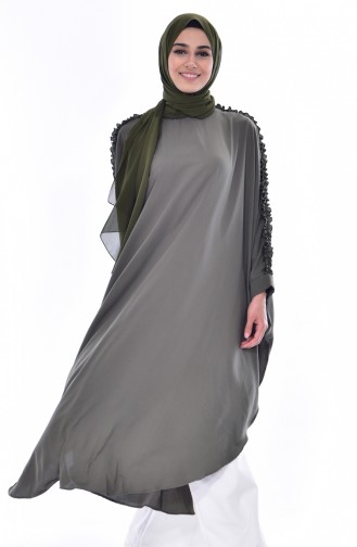 Weite Tunika mit Fledermausärmeln 1299-03 Khaki 1299-03