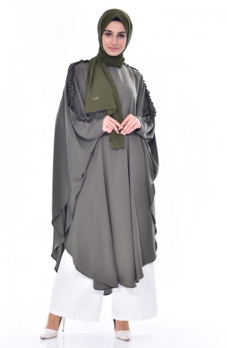 Weite Tunika mit Fledermausärmeln 1299-03 Khaki 1299-03