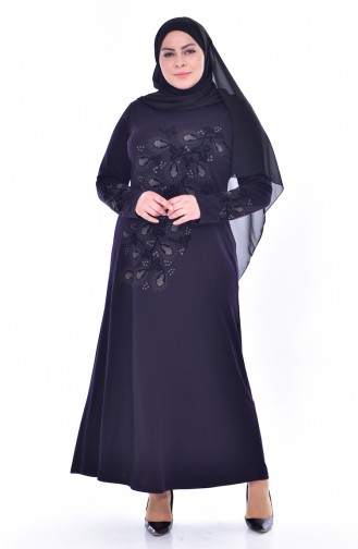 Dark Purple Hijab Dress 4826-02