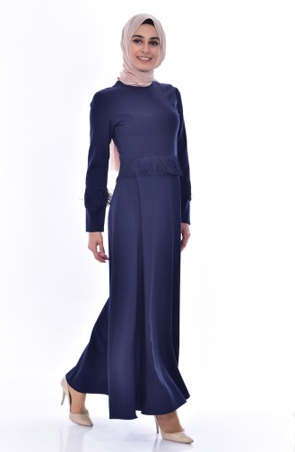 Hijab Kleid mit Fransen 1087-06 Dunkelblau 1087-06