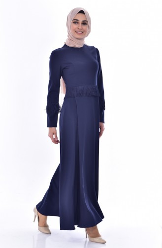 Tasseled Dress 1087-06 Navy Blue 1087-06