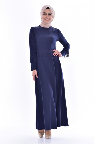 Tasseled Dress 1087-06 Navy Blue 1087-06