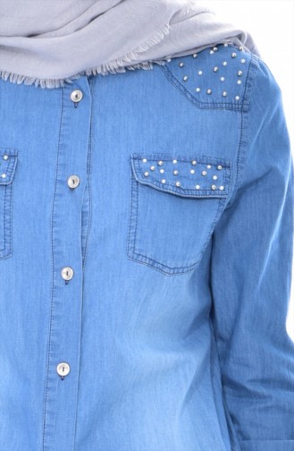 Jeans Hemd mit Perlen 2194-02 Blau 2194-02