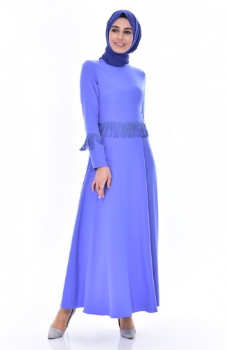 Hijab Kleid mit Fransen 1087-02 Blau 1087-02