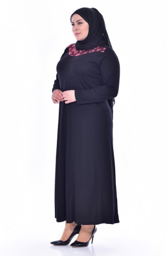 Large Size Lace Detailed Dress 4860-04 Black 4860-04