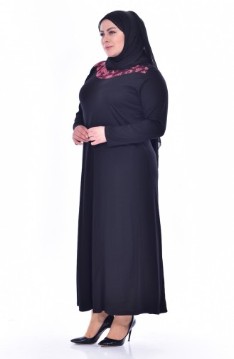 Robe Détail Dentelle Grande Taille 4860-04 Noir 4860-04