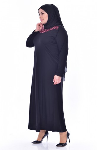 Robe Détail Dentelle Grande Taille 4860-04 Noir 4860-04