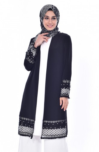 Large Size Pearls Suit Looking Tunic 1098-05 Black 1098-05