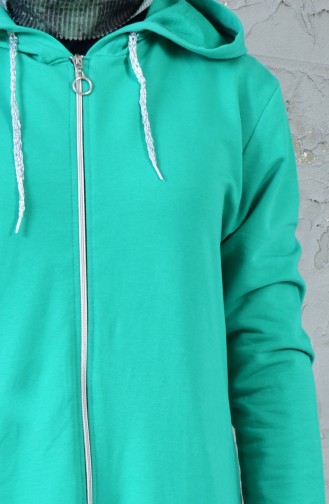 Zippered Hooded Tracksuit Tunic 18081-05 Green 18081-05