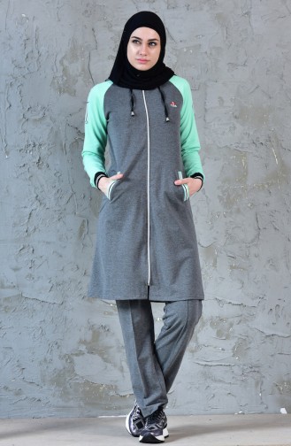 Zippered Tracksuit Suit 5020-02 Smoked Green 5020-02