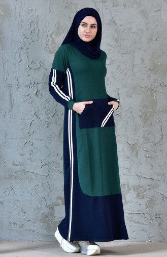 Emerald Green Hijab Dress 8166-05