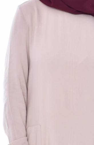 Innate Fabric Pocketed Viscose Dress 9028-02 Beige 9028-02