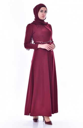 Pearl Belt Dress 1170-09 Bordeaux 1170-09