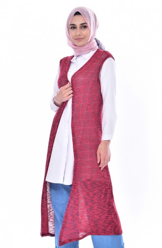 Uzun Yelek 7525A-01 Bordo