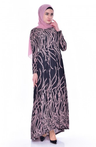 Beige-Rose Hijab Kleider 6052-04
