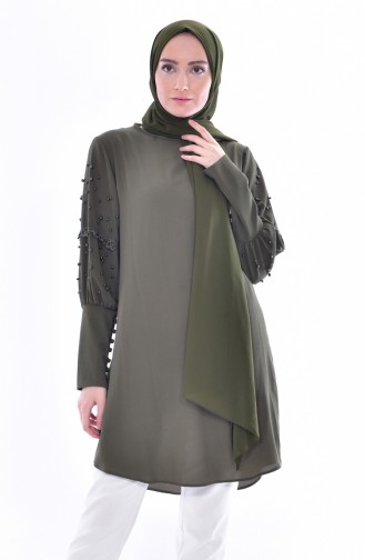 Pearls Sleeve Tunic 0790-01 Khaki 0790-01