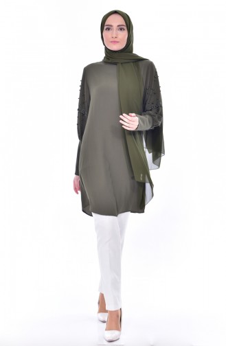 Pearls Sleeve Tunic 0790-01 Khaki 0790-01