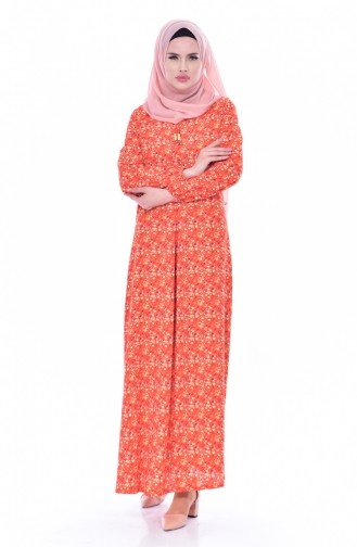 Brick Red Hijab Dress 1914A-03