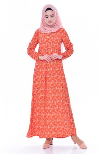 Brick Red Hijab Dress 1914A-03