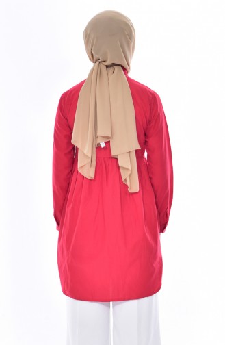 Tunique Chemise Plissée avec Poche 0708-09 Rouge 0708-09