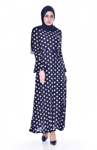 Navy Blue Hijab Dress 0258-02
