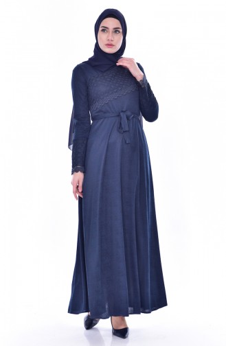 Navy Blue İslamitische Jurk 1180-01