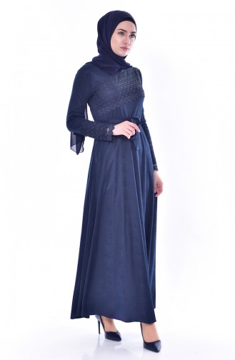 Dunkelblau Hijab Kleider 1180-01