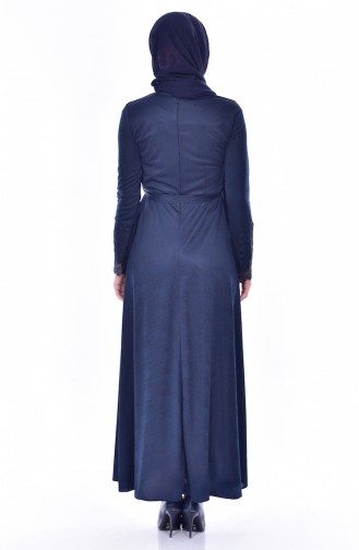Navy Blue Hijab Dress 1180-01