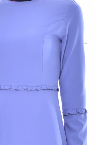 فستان بتفاصيل من الكشكش 1086-02 لون أزرق 1086-02
