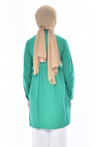 Tunique Chemise Plissée avec Poche 0708-08 Vert 0708-08