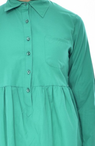 Tunique Chemise Plissée avec Poche 0708-08 Vert 0708-08