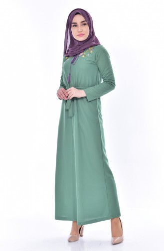 Green Almond Hijab Dress 3845-07