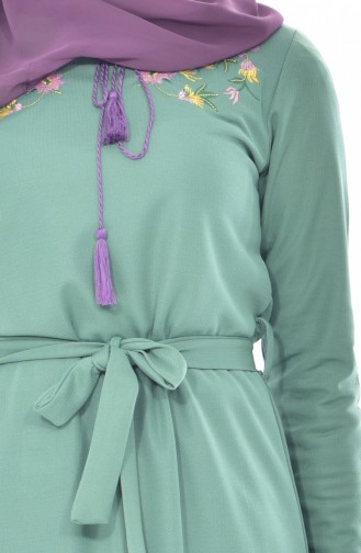 Green Almond Hijab Dress 3845-07