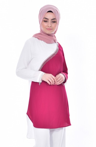 Garnish Asymmetric Tunic 0802-03 Fuchsia 0802-03