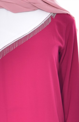 Asymmetrische Tunika mit Patchwork 0802-03 Fuchsia 0802-03