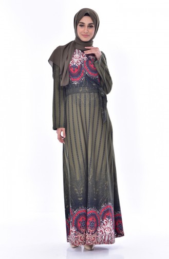 Kleid mit Seiten Binder 6023-01 Khaki 6023-01