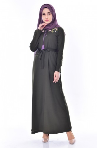 Khaki Hijab Dress 3845-10