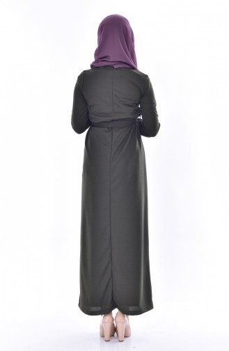 Khaki Hijab Dress 3845-10