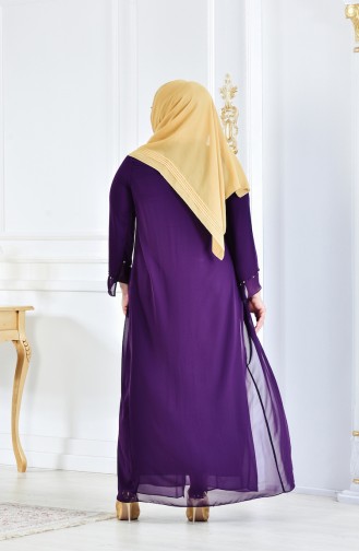 Plus Size Stone Evening Dress 1114-03 Purple 1114-03