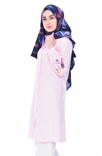 Kolu Nakışlı Tunik 1229-03 Pembe