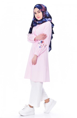 Kolu Nakışlı Tunik 1229-03 Pembe