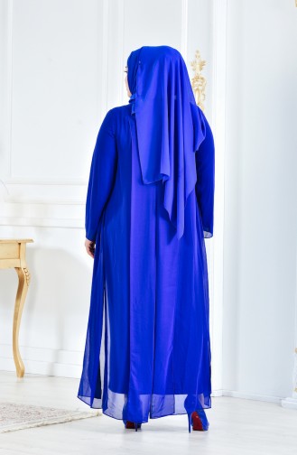 Robe de Soirée a Dentelle 6141-04 Bleu Roi 6141-04