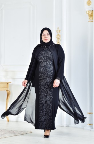 Schwarz Hijab-Abendkleider 6141-01