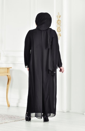 Black Hijab Evening Dress 6141-01